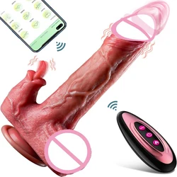 Big Dildo Vibrator Tongue Licking Penis Telescopic Swing Heating Remote Control Vibrators For Women Silicone Dildos Sex Toys