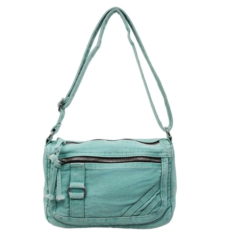 

Y2K Denim Canvas Bag Large Capacity Shopping Bag Vintage Handbag Street Style Solid Color Solid Crossbody Bag Women&Men