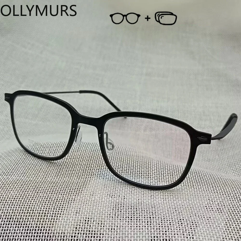 

Очки OLLYMURS по рецепту врача для мужчин и женщин, квадратные, с защитой от синего света, нейлоновая оправа, титановые очки, фотохромные очки для коррекции близорукости