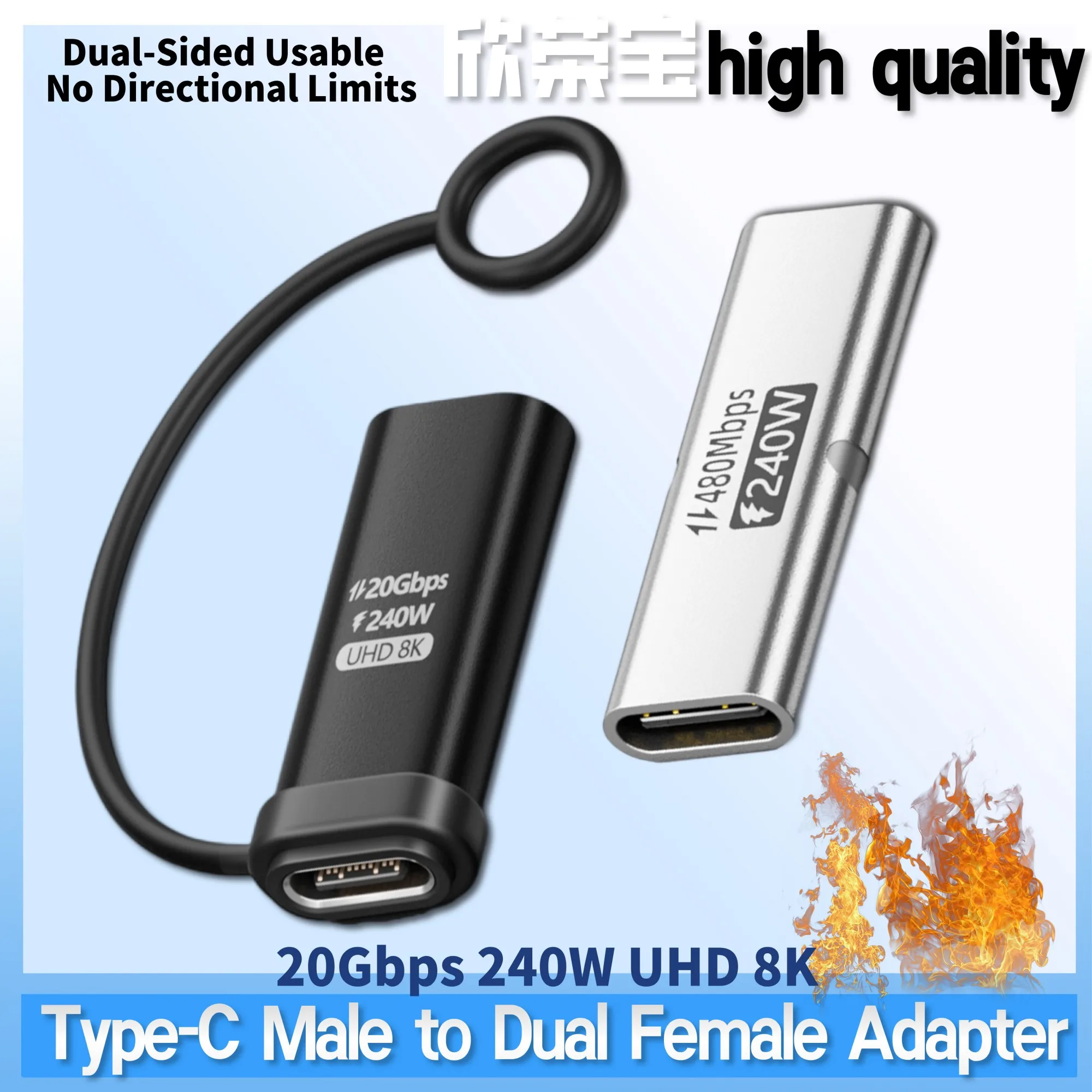 240W USB-C Adapter, 20Gbps Data Transfer USB C Coupler,8k60hz Video Type C to type-c Extender, for Thunderbolt5/4/3 mobile phone