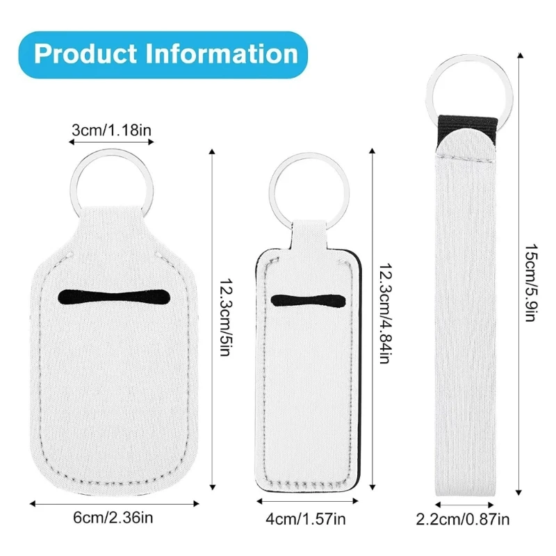 30 Pieces/set Sublimation Chapstick Holder Keychain Blank Neoprene Keychain 3XUA