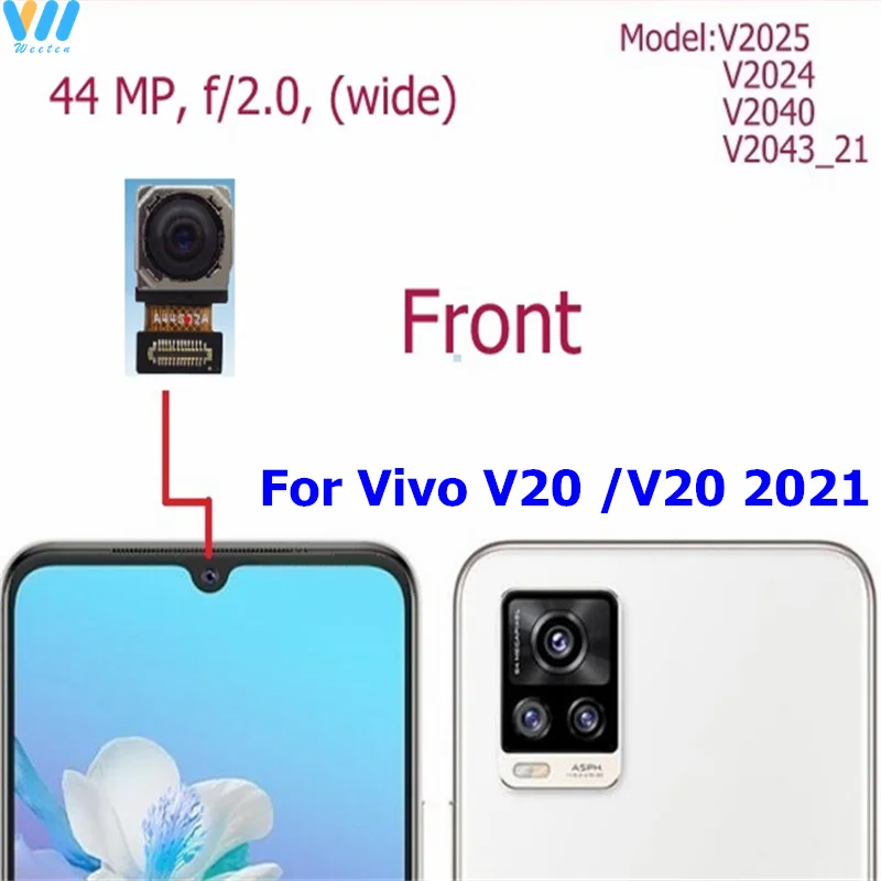 Front Rear Camera For Vivo V20 V20 Pro 2021 Back Main Small Front Facing Camera Module Flex Cable Repair Parts V2025 V2024 V2040