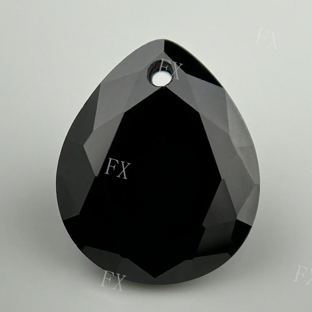 Single Hole Pear cut 4x6~10x12mm Black Loose  Bead CZ  Cubic Zirconia Gemstone For Jewelry  earing  DIY  drop shape