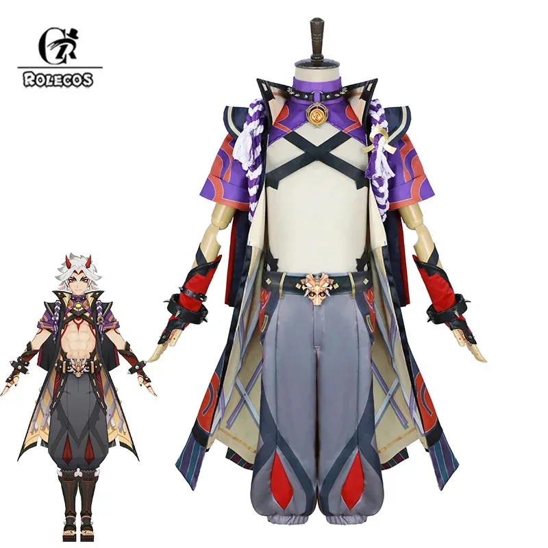 

2025 11 A888ROLECOS Game Genshin Impact Arataki Itto Handsome Cosplay for Men Outfit Costume Halloween Full SetB