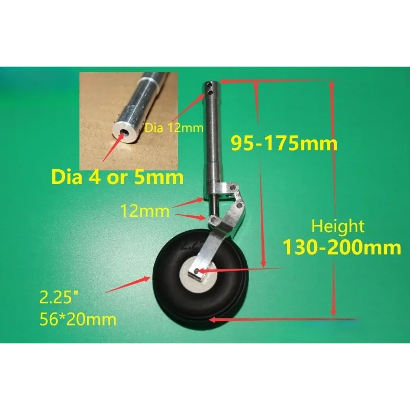 Tripod Absorber Landing Gear, Worm Drive Kneeling 120-210mm Model Aircraft with PU Wheel
