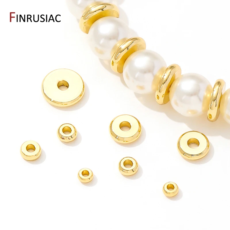 18K Banhado A Ouro Latão Plana Spacer Beads Para Pulseira Fazendo Acessórios De Jóias, Separadores Para Contas, DIY Jóias Fazendo Suprimentos