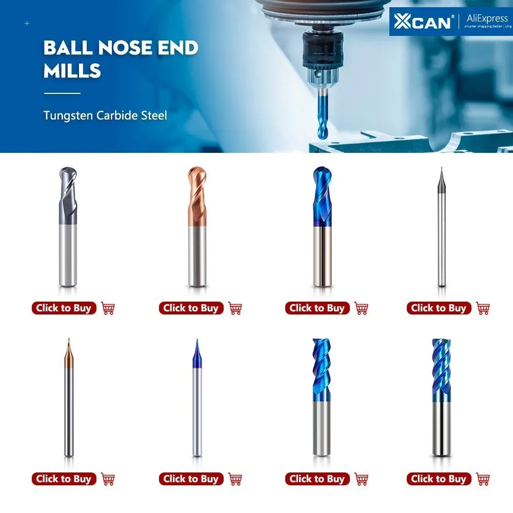 XCAN Ball Nase Ende Mühle 3,175 4 6 8 10 12mm Schaft Hartmetall Fräser 2 Flöte Nano Blau beschichtet CNC Router Bit Für Holz – Detail 1
