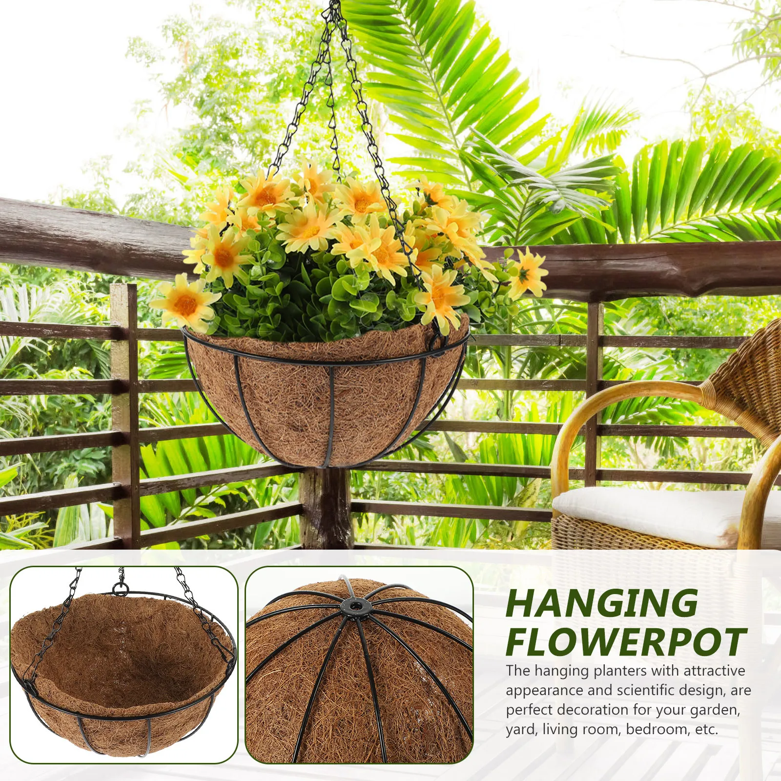 

2Sets Hanging Flowerpots Brown Premium Vertical Plant Pots for Indoor Outdoor Garden Decoration Suitable for Cactus Succulents