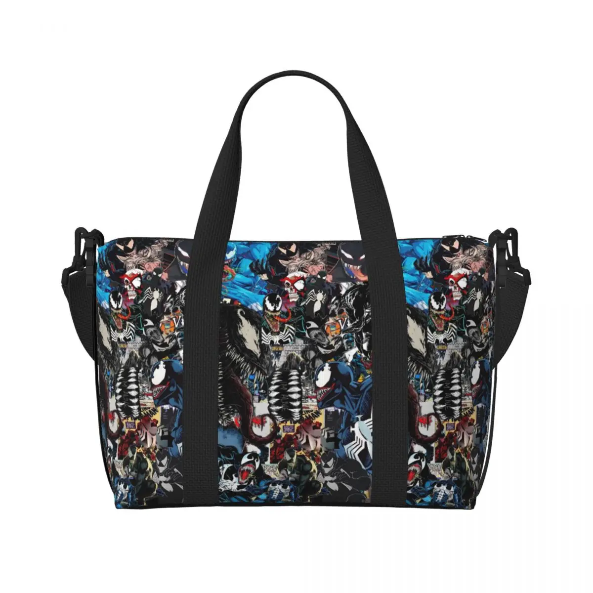 

Изготовленная на заказ большая сумка Venom для женщин, большая вместимость, супергеройские комиксы, тренажерный зал, пляжные дорожные сумки