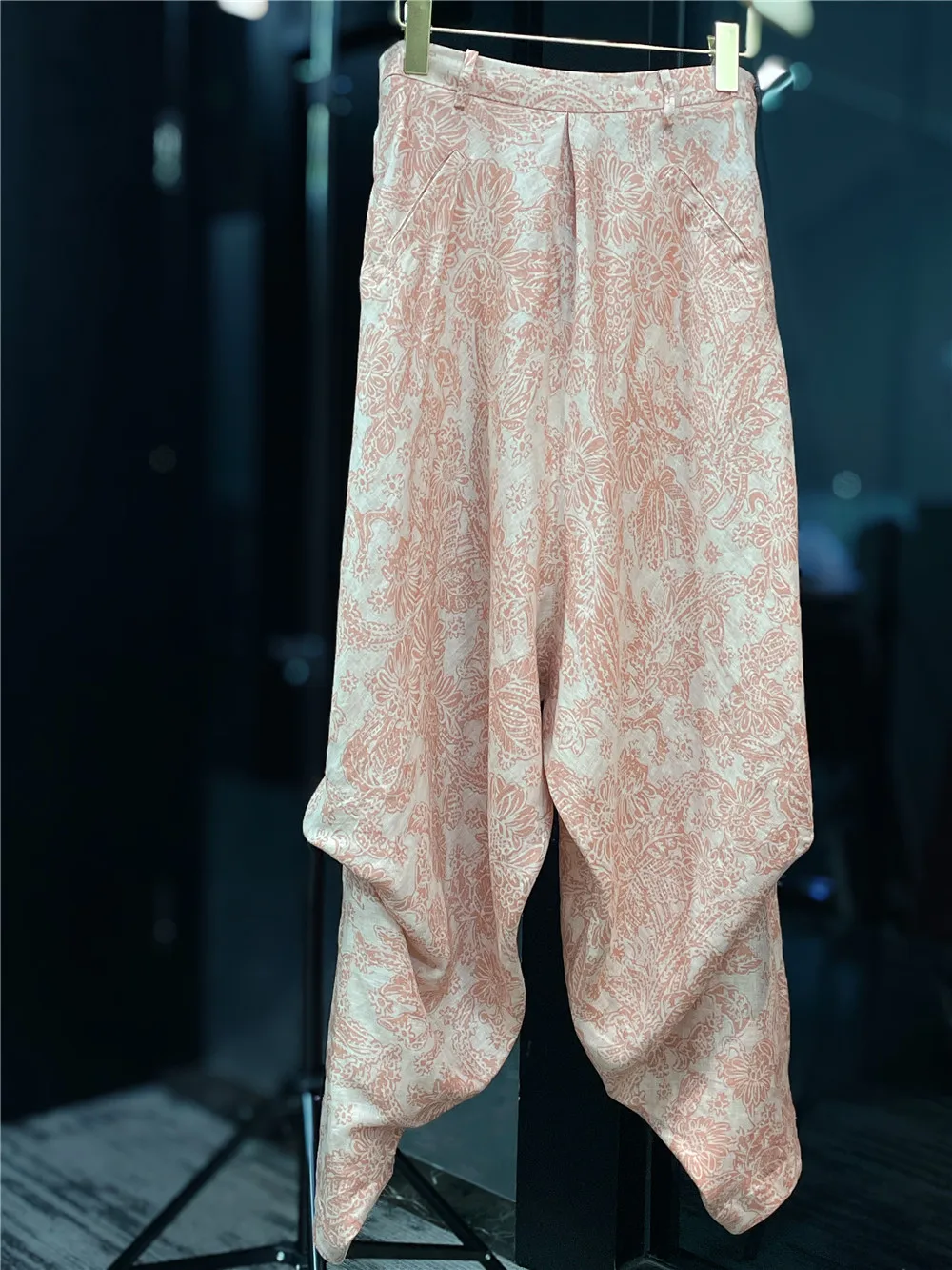 

25 Spring Summer New Women's Linen Harem Pants Fashion Printed Casual Wide Leg Pants