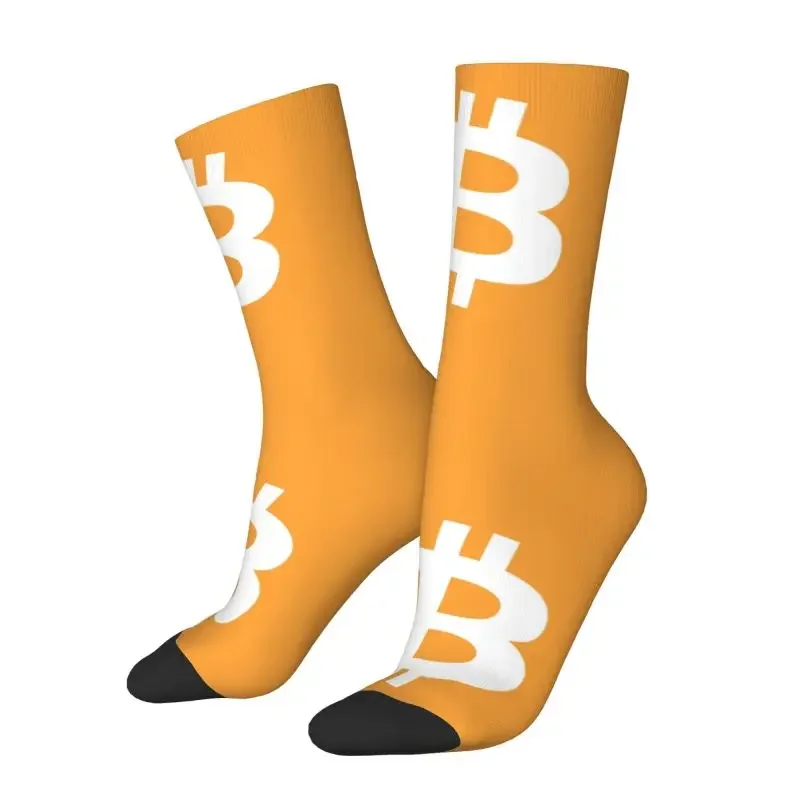 Bitcoin Mens Crew Socks Unisex Fashion BTC Cryptocurrency Spring Summer Autumn Winter Male Dress Sock