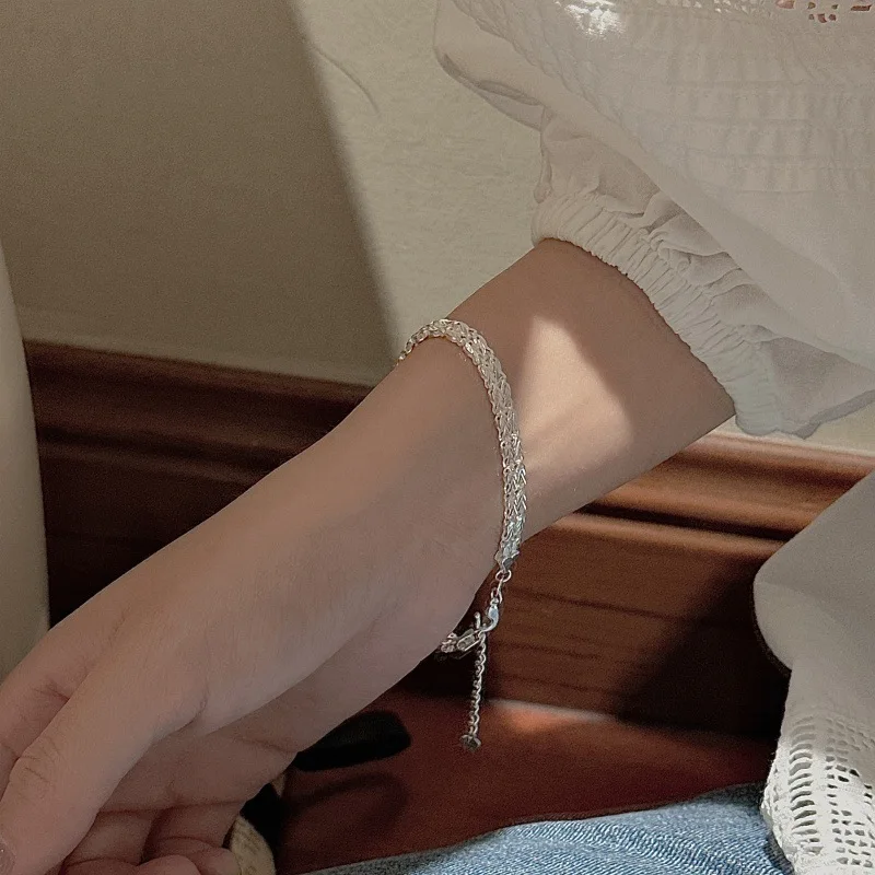 

S999 Fine Silver Bracelet for Ladies - Unique Design, Retro Sparkle, Korean-Style, Fashionable & Minimalist, Brilliantly Shiny J