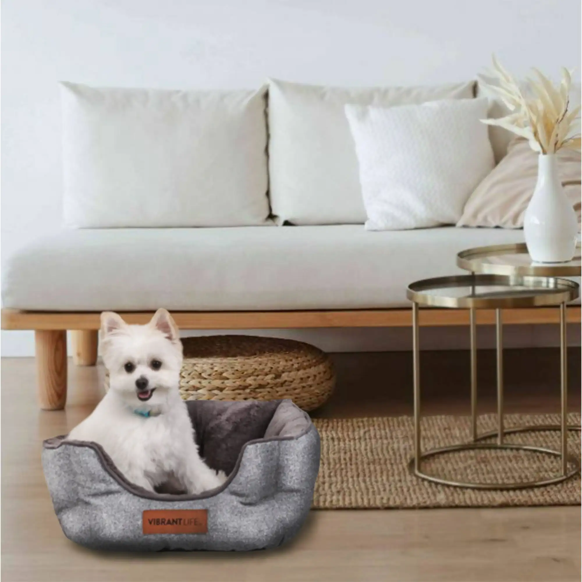 

Small Cozy Cuddler-Style Dog & Cat Bed, Bed with High Walls, Gray