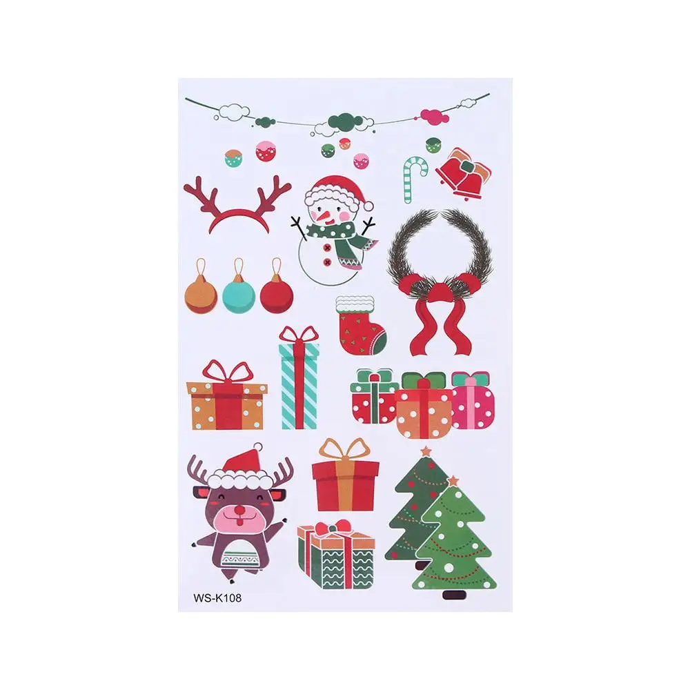 

Наклейки-тату для декора подарков и праздников: временные татуировки на руки и шею, мультяшные наклейки для тела, рождественские тату-стикеры, фальшивые татуировки