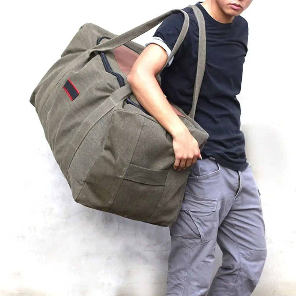 

Sturdy Canvas Travel Bag Foldable Wear-resistant Luggage Moving Bag Large Capacity Weekender Bags for Home