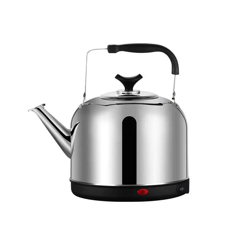 

Stainless steel kettle plugged in