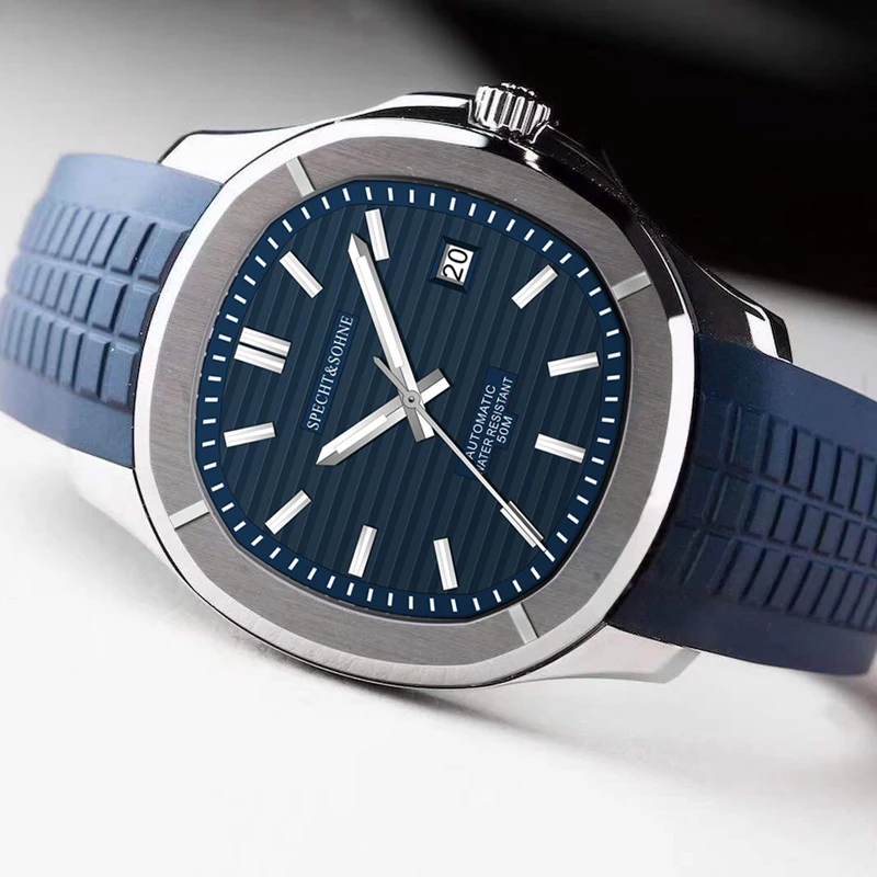 2022 Hot Selling Luxury Brand 42mm Automatic Watch Men Sports Watches Steel Blue Rubber Starp Luminous Military Male Watch