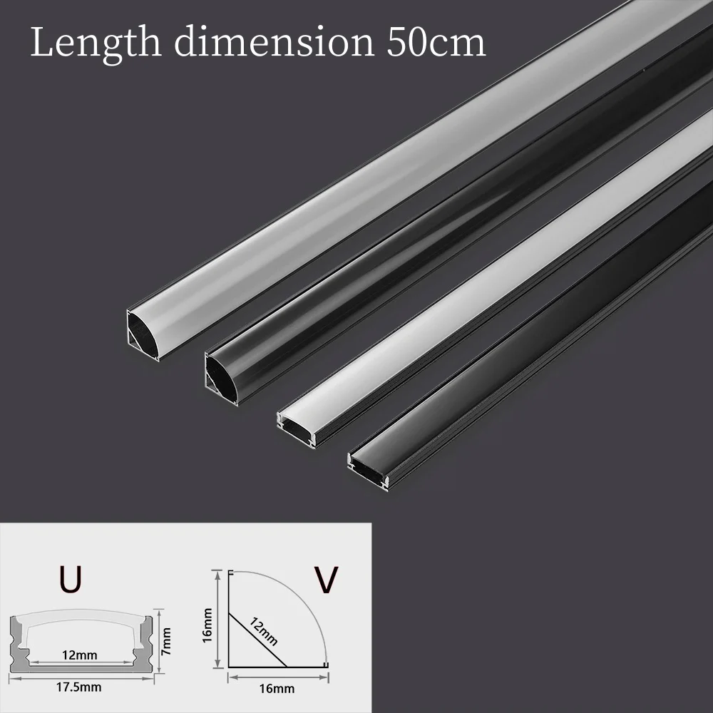 LED Aluminum Profile Black Cover led bar 50cm led light Strip led profile aluminium For interior house Ceiling wall corner