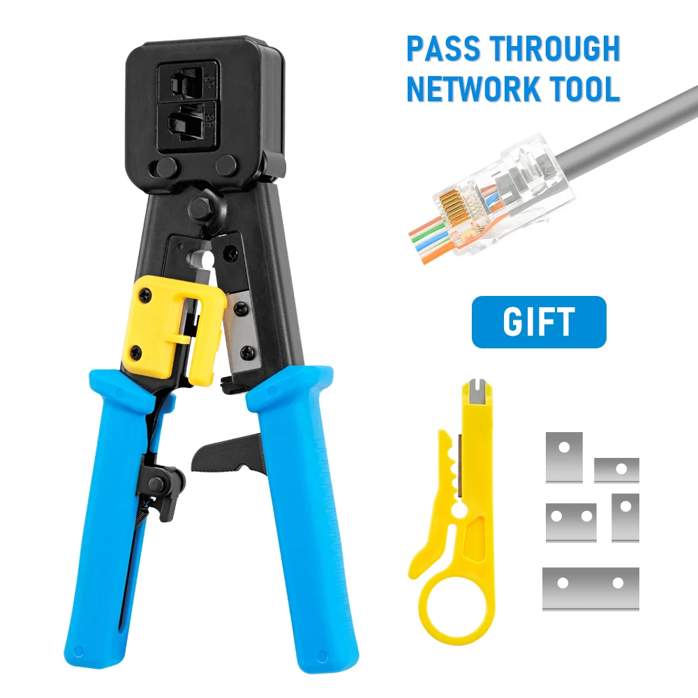 Pass Through RJ45 crimper hand network tools pliers RJ12 cat5 cat6 8p8c Cable Stripper pressing clamp tongs clip multi function