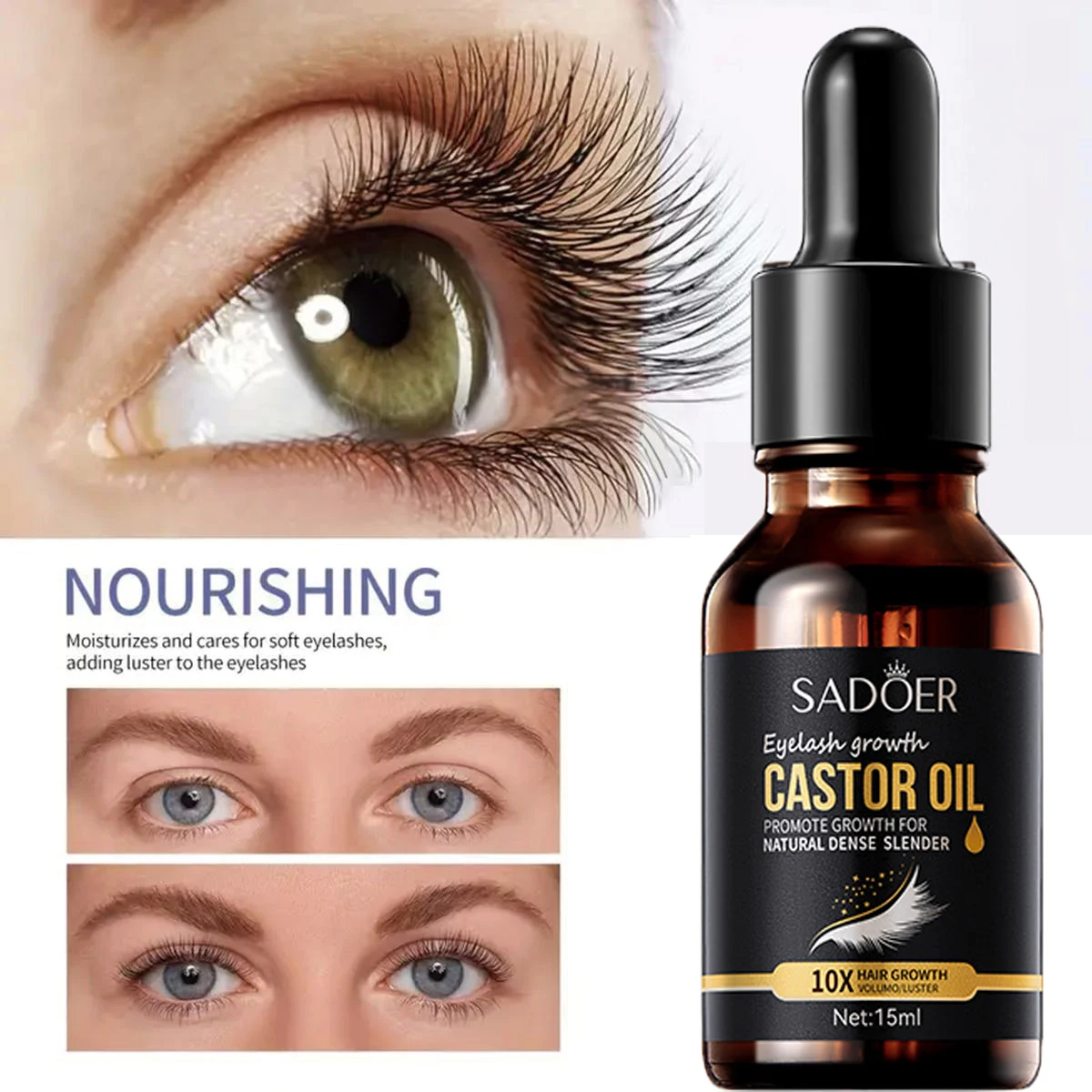 Sourcils huile de croissance des cils épais mince Curl humide huile de ricin naturelle cultiver Extension liquide sérum de cils produit de maquillage féminin