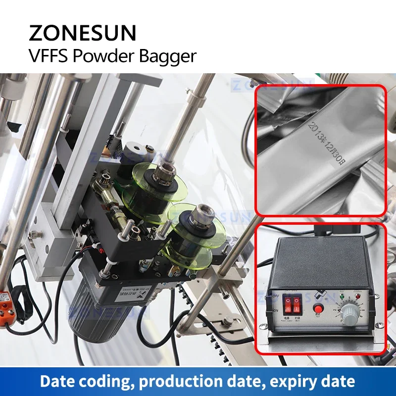 ZONESUN VFFS Machine d'emballage équipement d'emballage de poudre remplisseur de tarière épices pochette de Chili remplissage et scellage de Sachets ZS-FM220