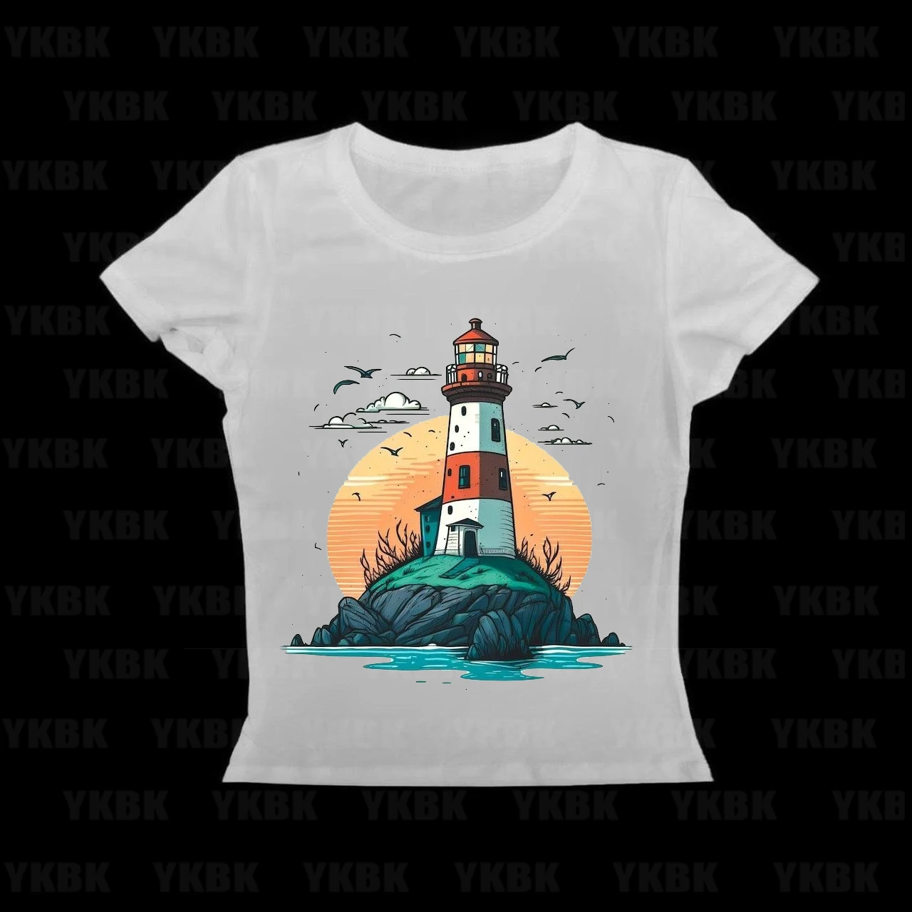 

Lighthouse T Shirt Shuttle vintage Washed Stylish WOMEN Top For Everyday Wear graphic streetwear fashion Soft Comfortable