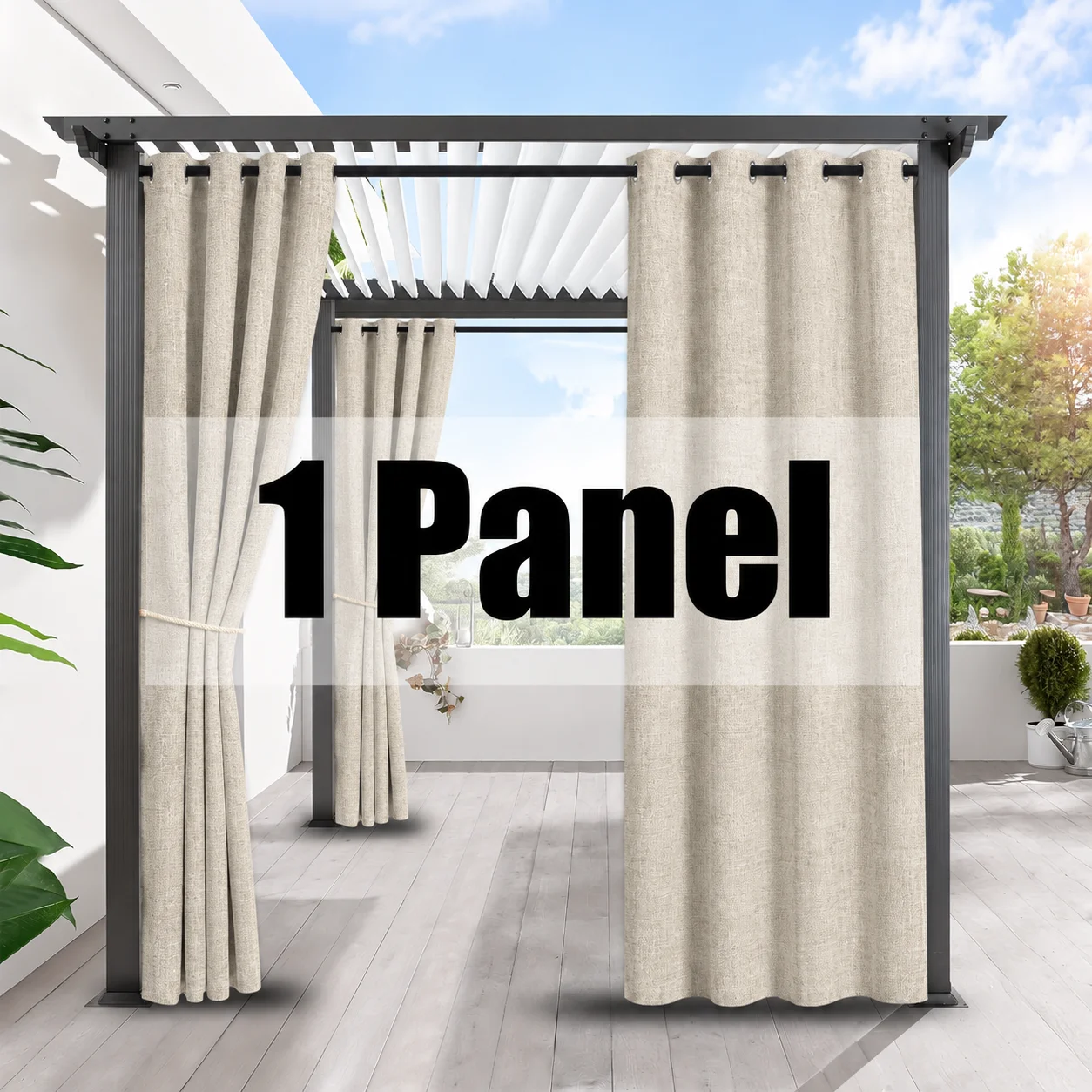 1 Stück wasserdichter Outdoor-Vorhang für die Terrasse, Sonnenschutz-Sichtschutzvorhänge, ideal für die Veranda oder eine Hütte, mit Ösen oben