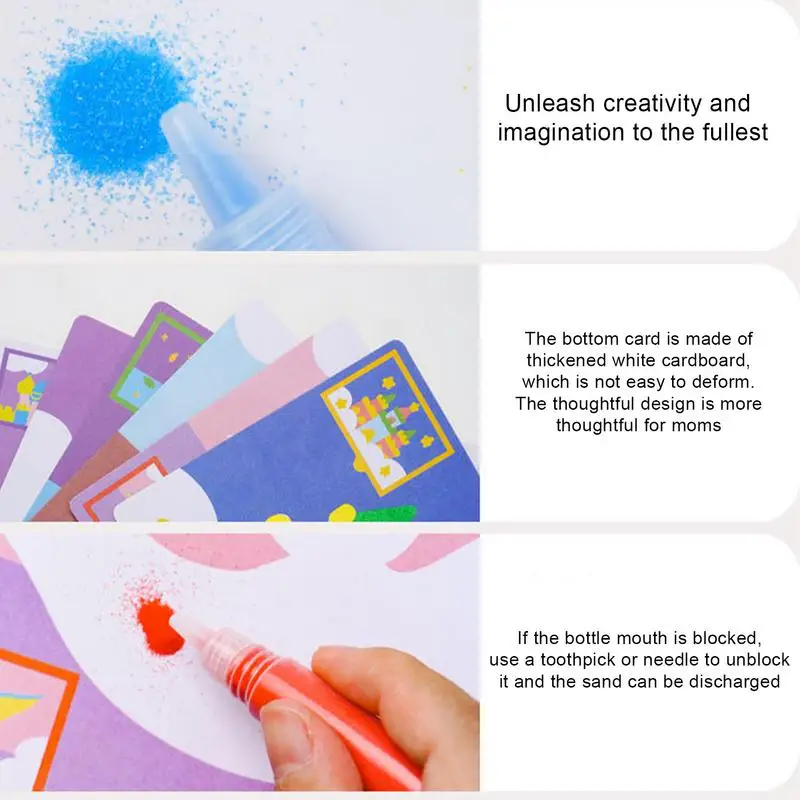 Sand malerei Set für Kinder bunte Sand malerei Bilder schälen und kleben Kit 12 Farben Sand 16 schälen und streuen Bilder