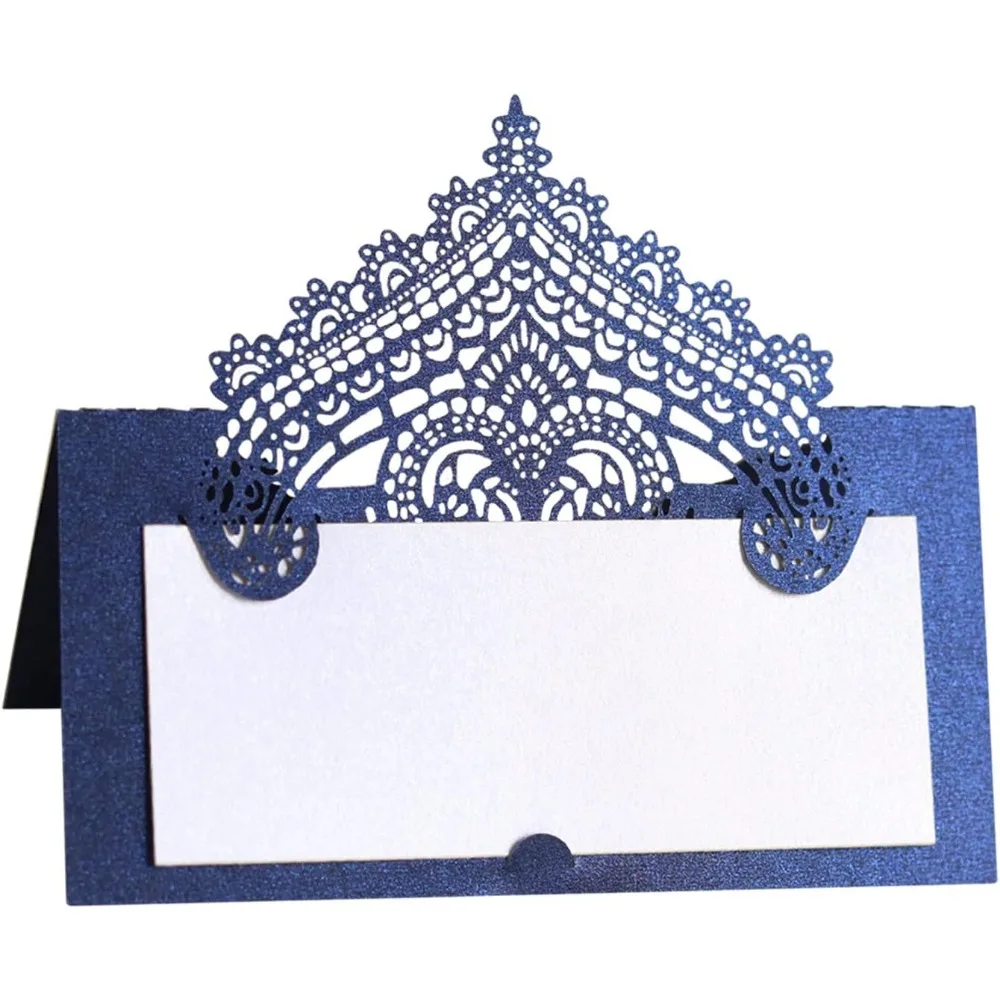 

50 PCS Laser Cut Wedding Place Cards Tented Name Card Folded Cards Blank Cardstock for Wedding, Banquet tables,Table Setting, Bu