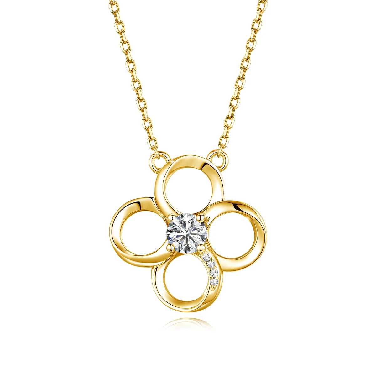 

Pendant Necklace Moissanite Women's 925 Sterling Silver Plated 18K Clover Design Temperament Elegant Lady Necklace Fine Jewelry