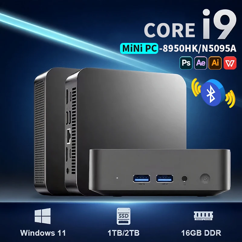 

2025 Мини-ПК Core i9 8950HK N5095A Windows 11 Pro Настольный ПК Игровой компьютер 16 ГБ DDR4 1 ТБ SSD WiFi6 BT5.2 4K Портативный ПК