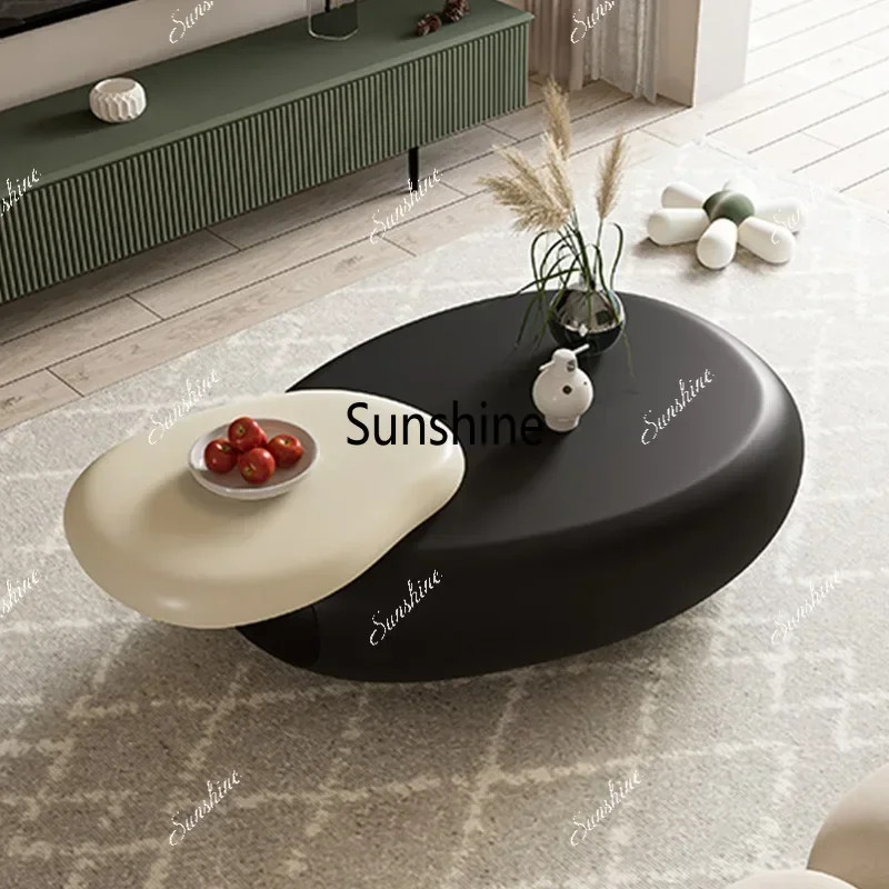 Rotating coffee table oval living room household small apartment modern simple light luxury high sense movable    *