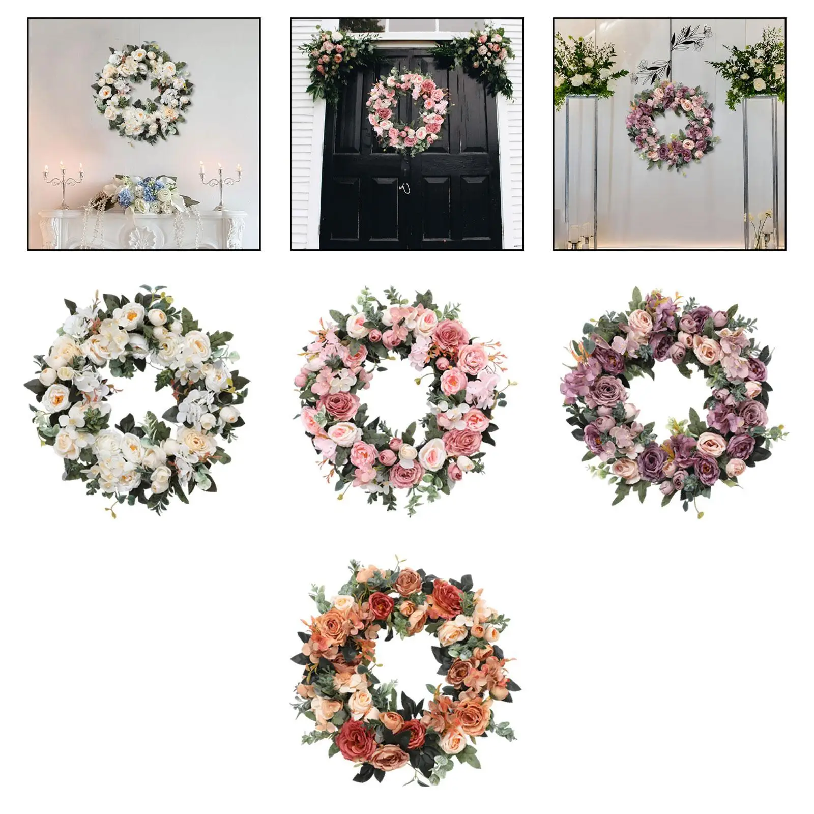 

Искусственный цветочный венок 18 дюймов, декоративная гирлянда для входной двери, свадьбы, дня рождения, юбилея, украшение для дома