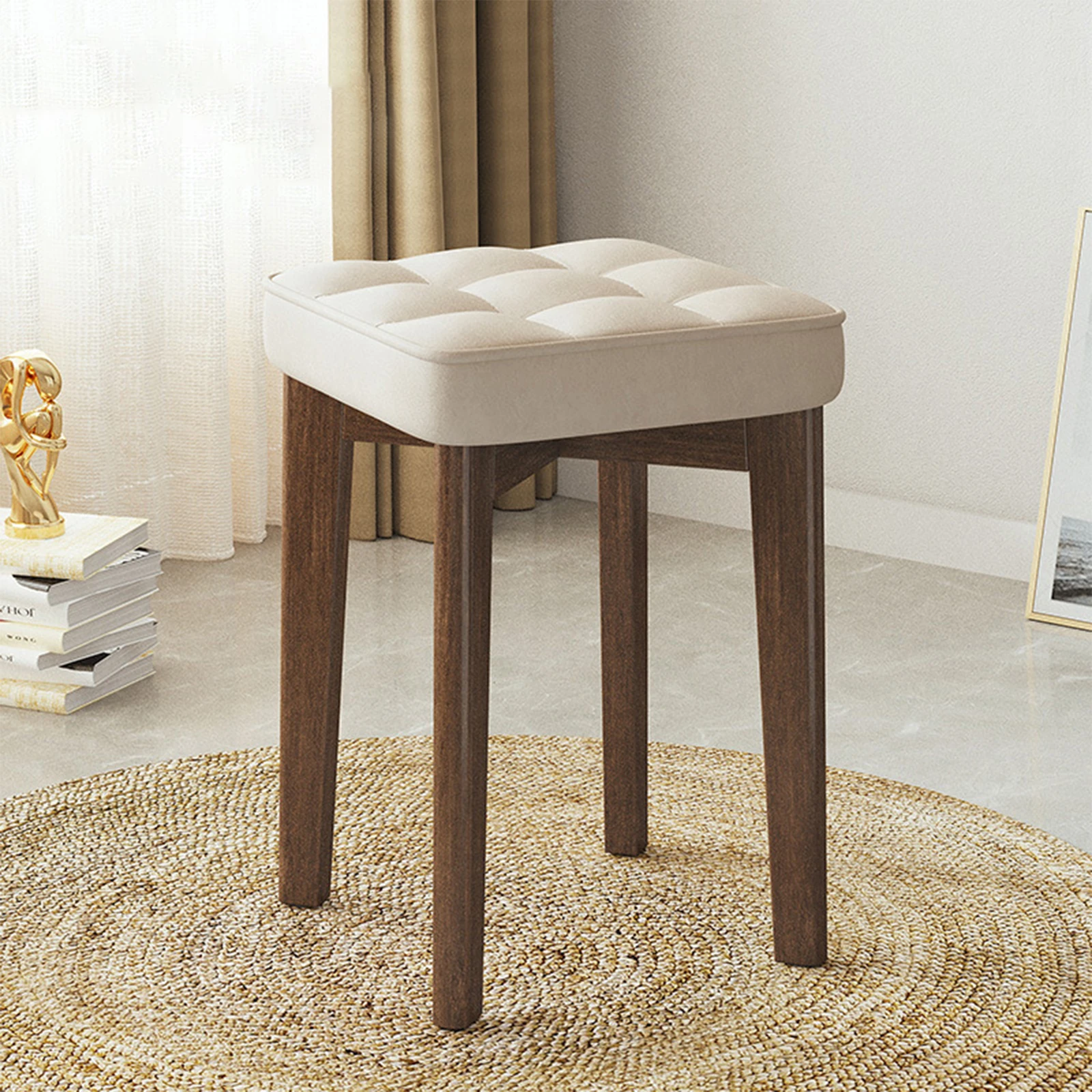 For Wooden Stacking Stools Household Square Stool Retro Solid Wood Stool Living Room Simple Stackable Dining Table Chair For Hom