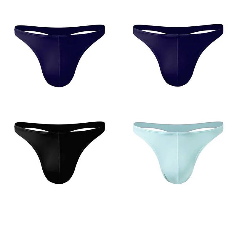 

5PCS Men's low waist solid color U convex stretch tight T underwear ice silk slip hip Thong breathable T pants
