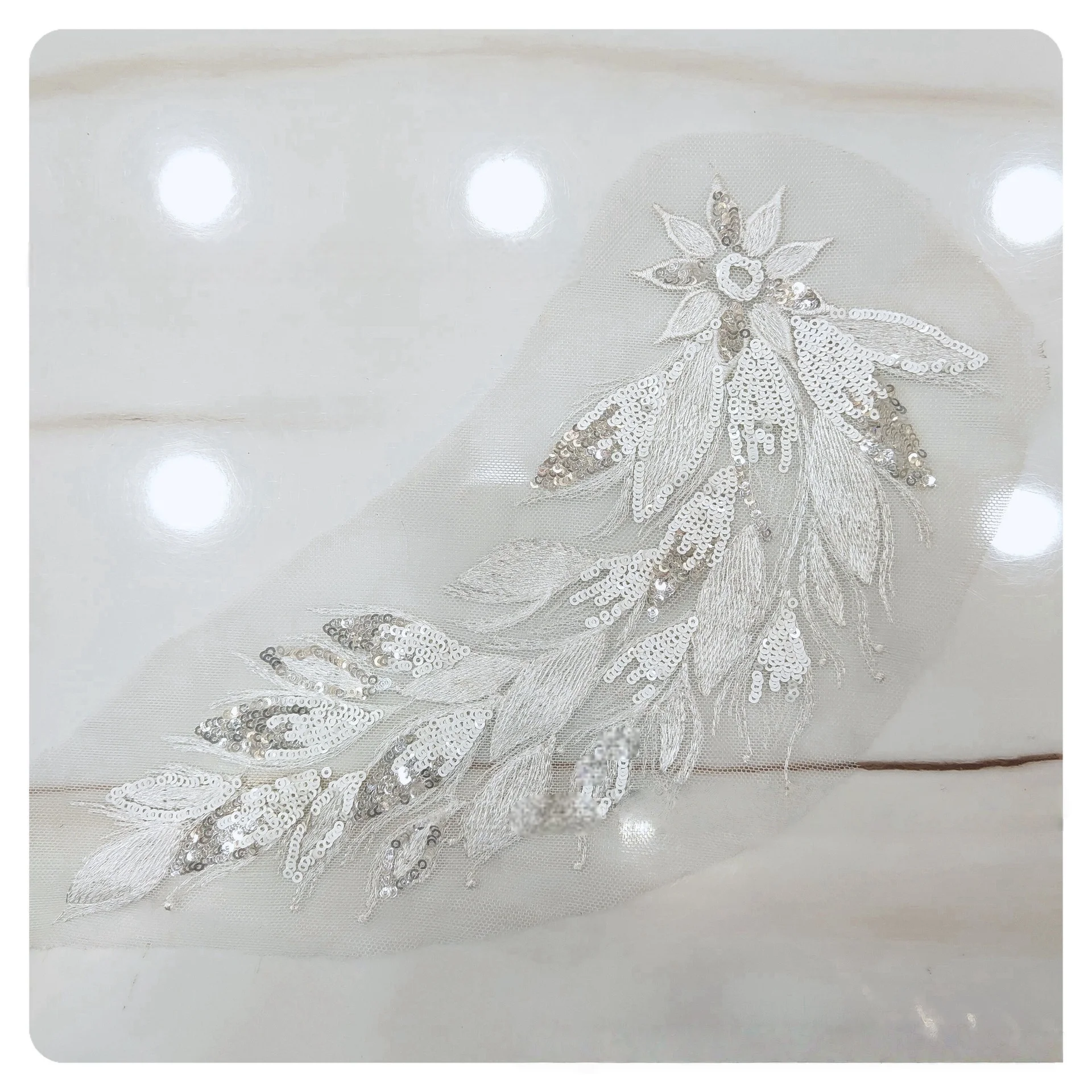 Tule geborduurde pailletten kanten rand stof 3D DIY applique patches bloemmotieven decoratie kledingaccessoires