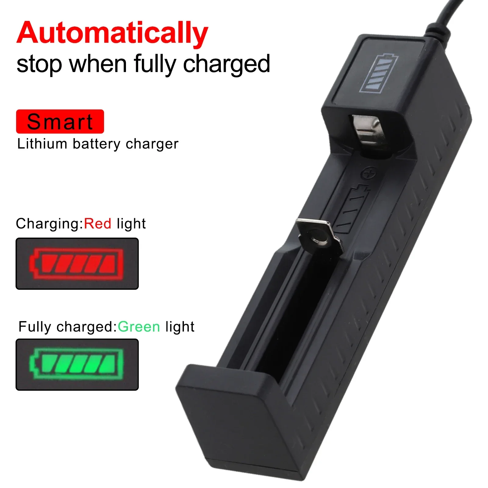 Acculader Compact Usb Acculader Voor 18 650 18490 14500 Voor 16340 Lithium Batterijen Intelligent Opladen