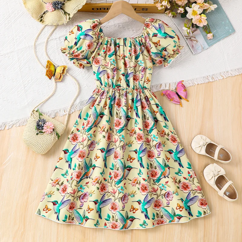 

Summer Dresses for Mid-Large Kids. 2025 Summer Daily Style Short-Sleeved Dresses for Girls