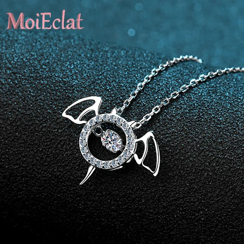 

Unique Eye-catching 0.3ct High Clarity Moissanite Necklace Pendant for Women, Platinum PT950 Little-devil Clavicle Chain Jewelry