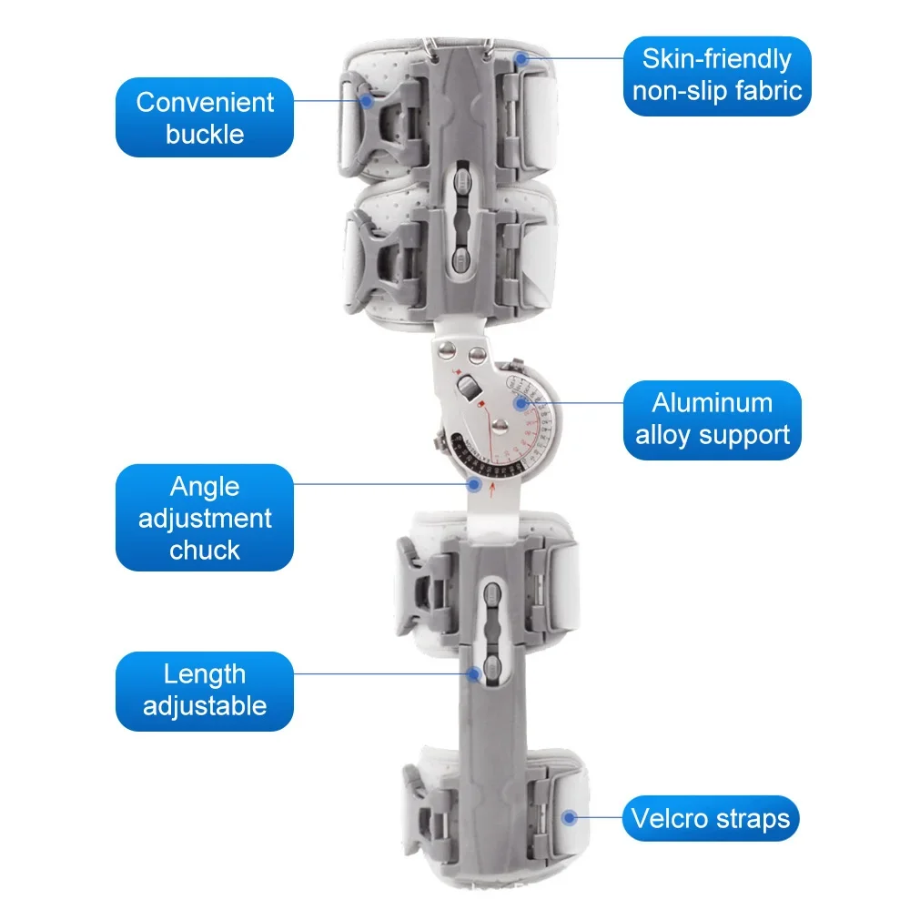 Regulowany ochraniacz na kolano orteza mocowań ból stawów orteza stawu skokowego ortopedyczne złamanie wspornika kończyny dolnej, orteza naprężenia