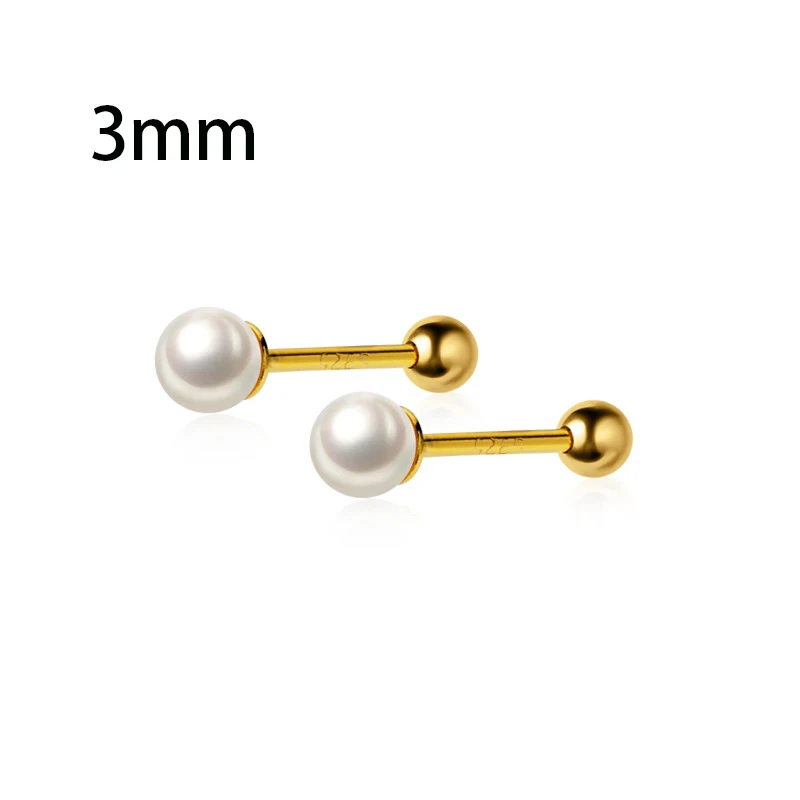 2 uds pendientes de tuerca de perlas de acero inoxidable para mujeres/hombres 3mm 4mm 5mm joyería para Piercing de cartílago del trago