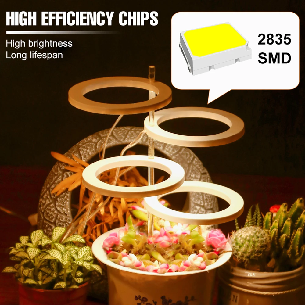LED Grow Light Full Spectrum Indoor Plant Lamp Potted Fruit Vegetables Plants Fill Lighting Dimmable With 24 Hour Timing USB DC5