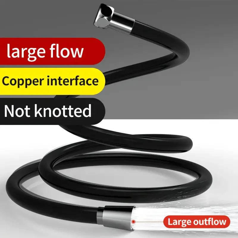 

Гибкая силиконовая душевая труба 59 дюймов, противомоточная удлиненная насадка для душа высокого давления, труба, фитинги для плохого водопроводного крана