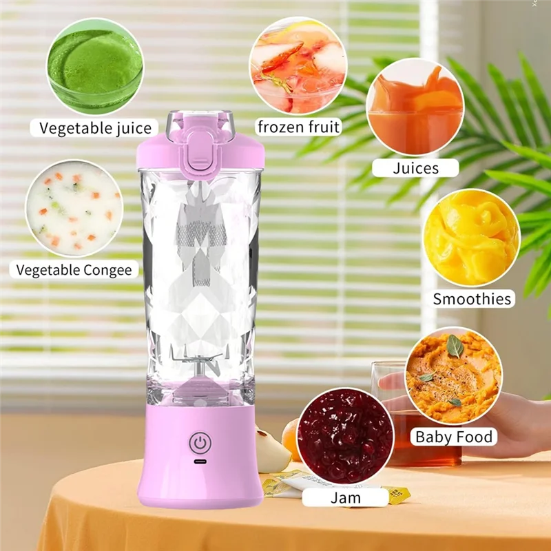 CKFAM-Portable Blender, 600Ml Personal Juicer Machine, Mini Juice Machine Rechargeable, Compact & Leak-Proof