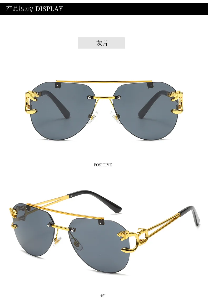 Neue randlose Piloten-Sonnenbrille mit Metallrahmen für Damen und Herren – Große runde Sonnenbrille mit Farbverlauf für Reisen – Detail 10