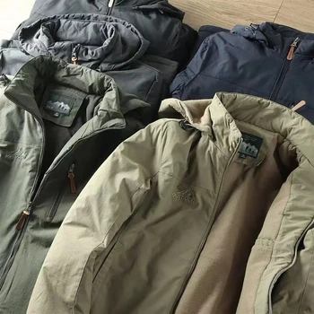 Casual Warm Military Tactical Coat Men Large Size Jacket Autumn Winter Padded Thickened Outdoor Punching Hiking Jacket Men's Top 4