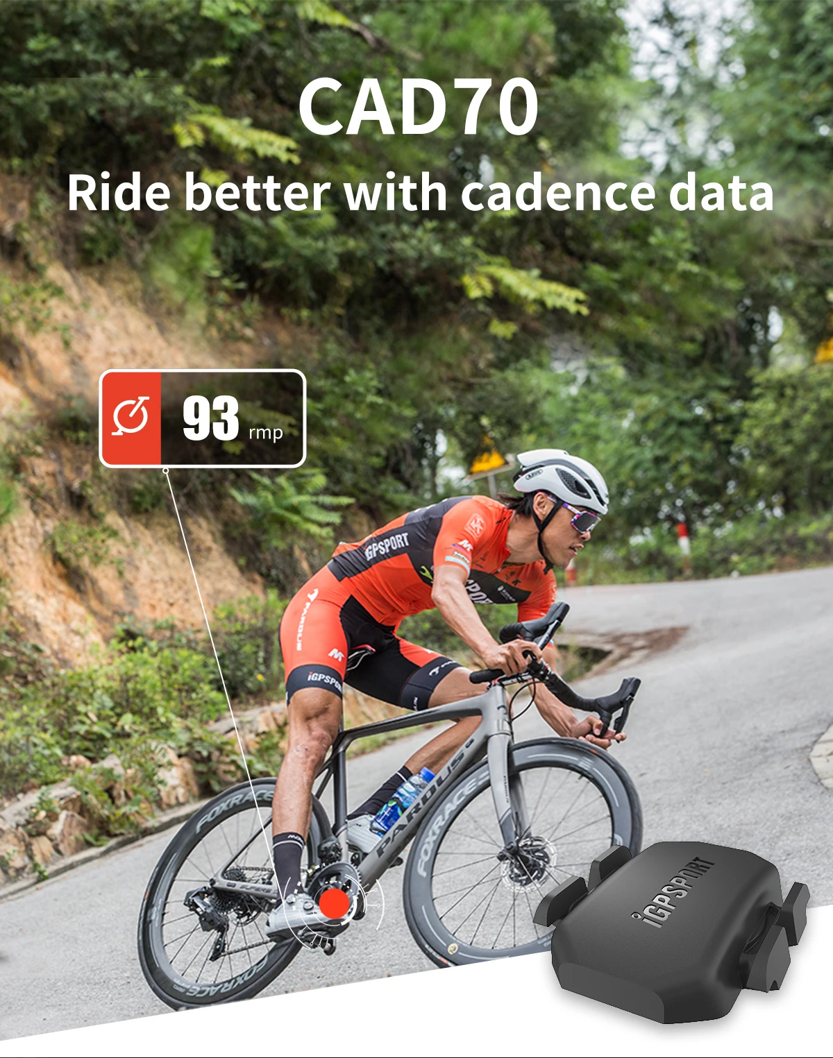 iGPSPORT CAD70 Trittfrequenzsensor Fahrradzubehör BLE5.0 ANT+ Fahrrad-Trittfrequenzsensor für Fahrradcomputer – Detail 3