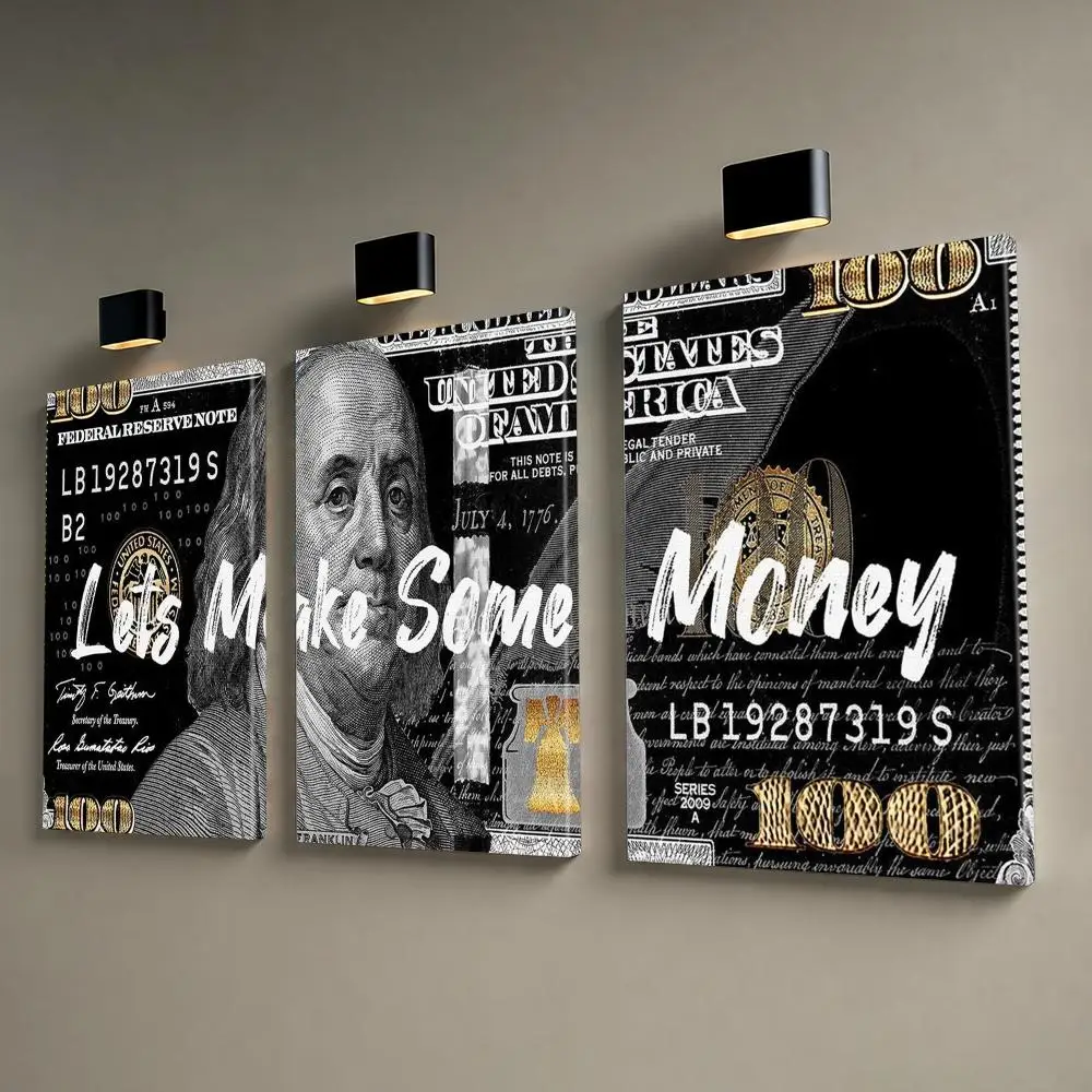 Classic Retro Dollar Art Framed Wall Painting Canvas Poster Wall Art HD Print Home Decor Room Decoration Artwork Gift Wood Frame