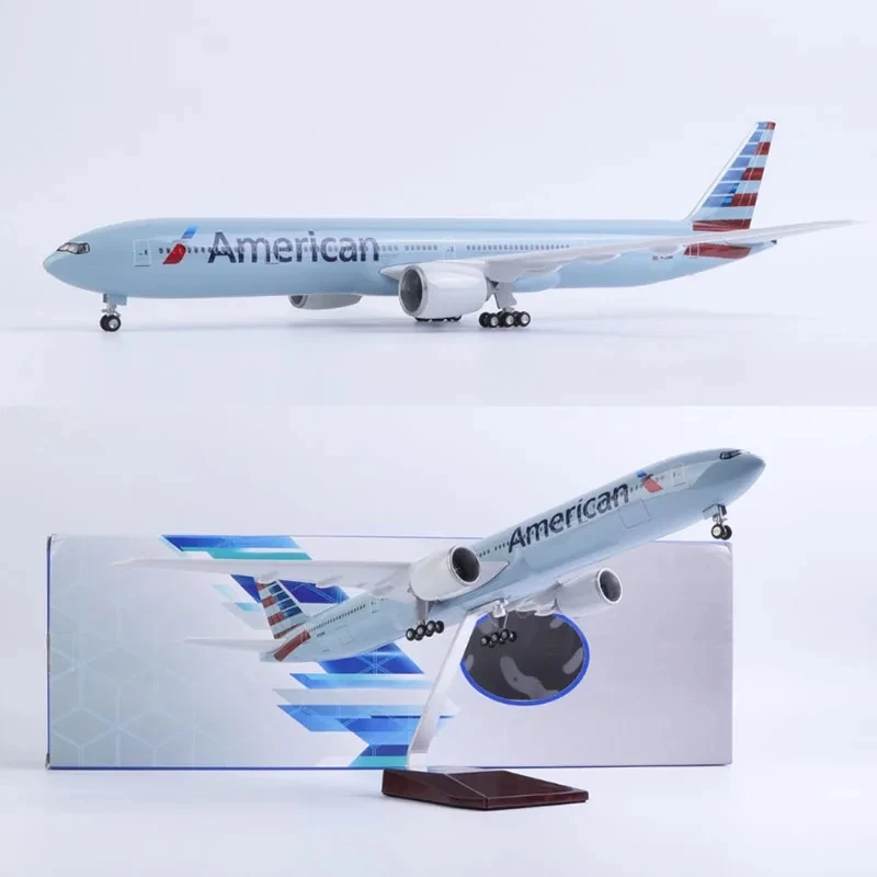 

47cm Airplane Model B777 American Airways Diecast Aircraft 1:157 Scale Resin Toy Planes With Light & Stand Adult Hobby Souvenir