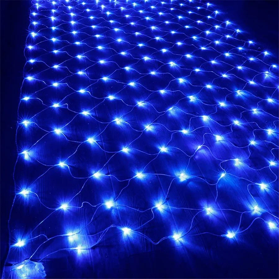 Guirnalda de luces de hadas de malla LED, cortina de ventana impermeable, luces de jardín de Navidad, fiesta de boda, lámpara de vacaciones, 2x2M, 3x2M